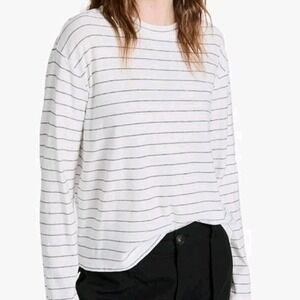 Vince Striped 100% Cotton Pullover Long Sleeve Crew Neck Women's Top Tee